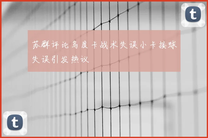 苏群评论乌度卡战术失误小卡接球失误引发热议